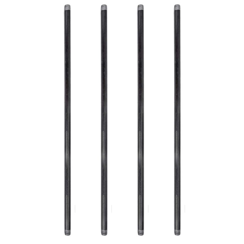 PIPE DECOR PIPE DÃ‰COR 1/2â€ x 30â€ Malleable Cast Iron Pipe Nipple, Pre Cut Connectors, Industrial Steel Grey Fits Standard Half Inch Black Threaded Pipes Nipples and Fittings, Build Vintage DIY Furniture, 4 Pack - Image 1